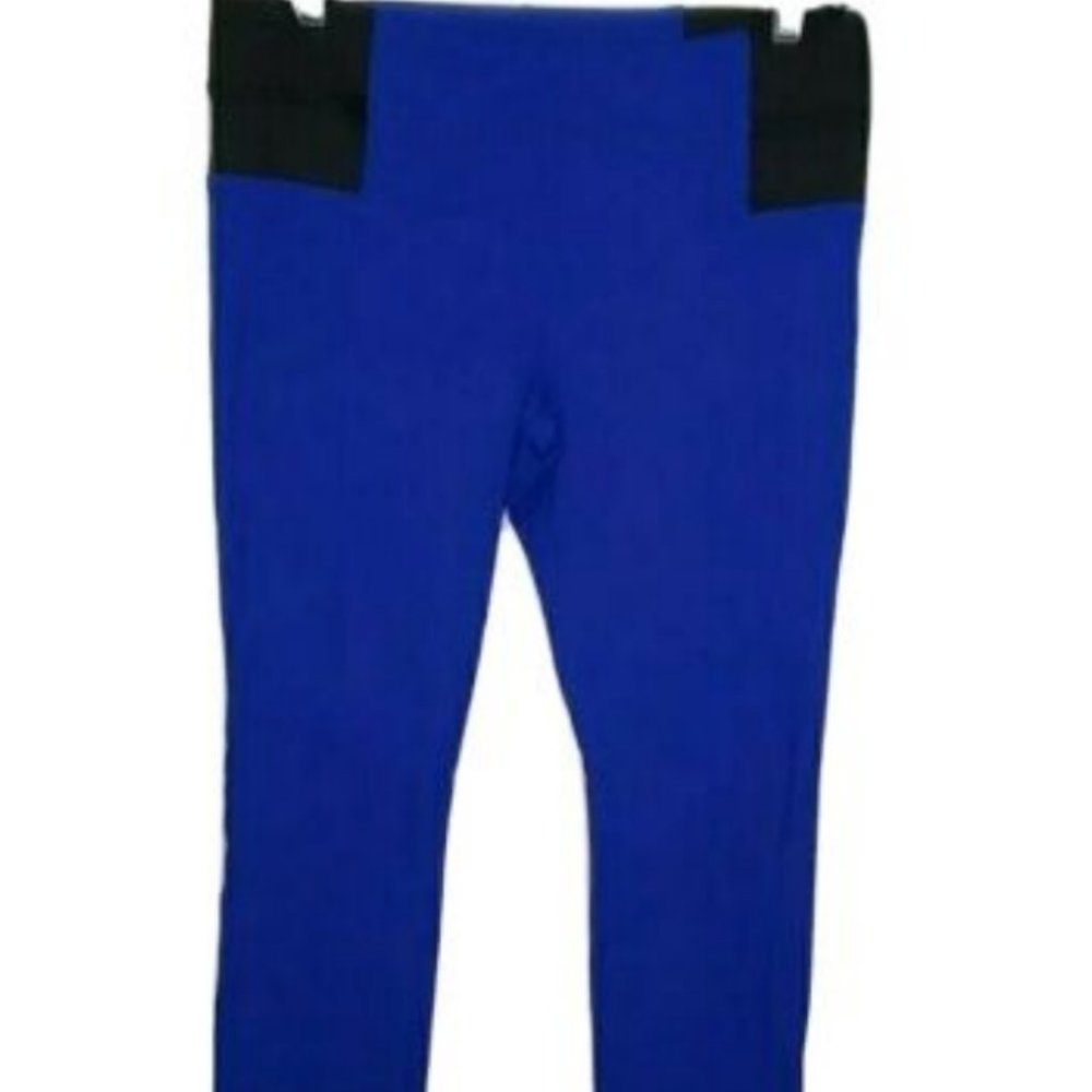Rosio Pants Leggings Sz L Blue Royal Black Side